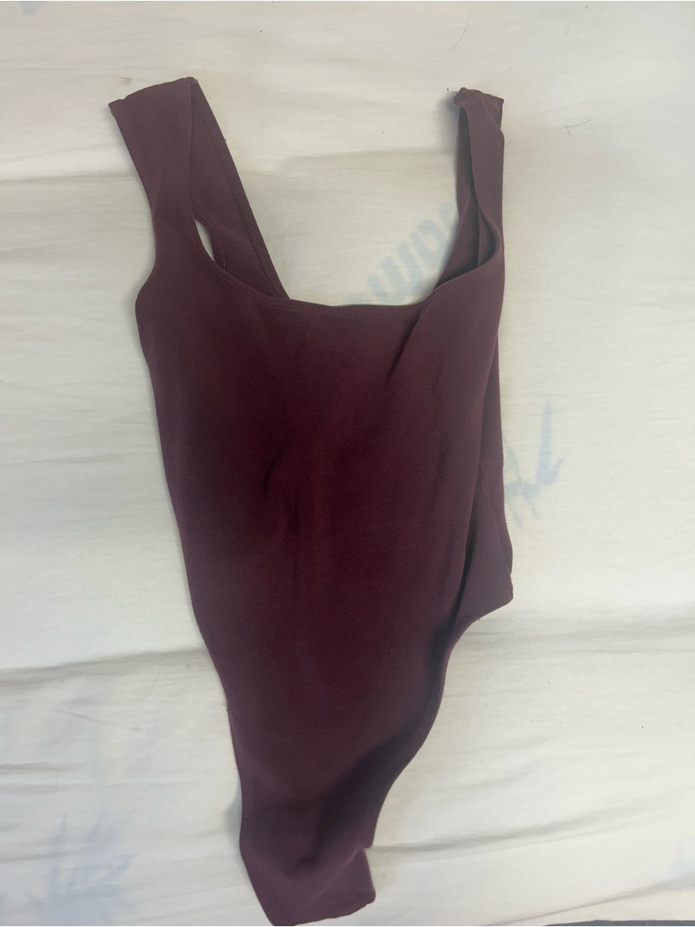 Square Neck Burgundy Bodysuit Tank